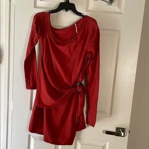 Free people long sleeve wrap mini dress